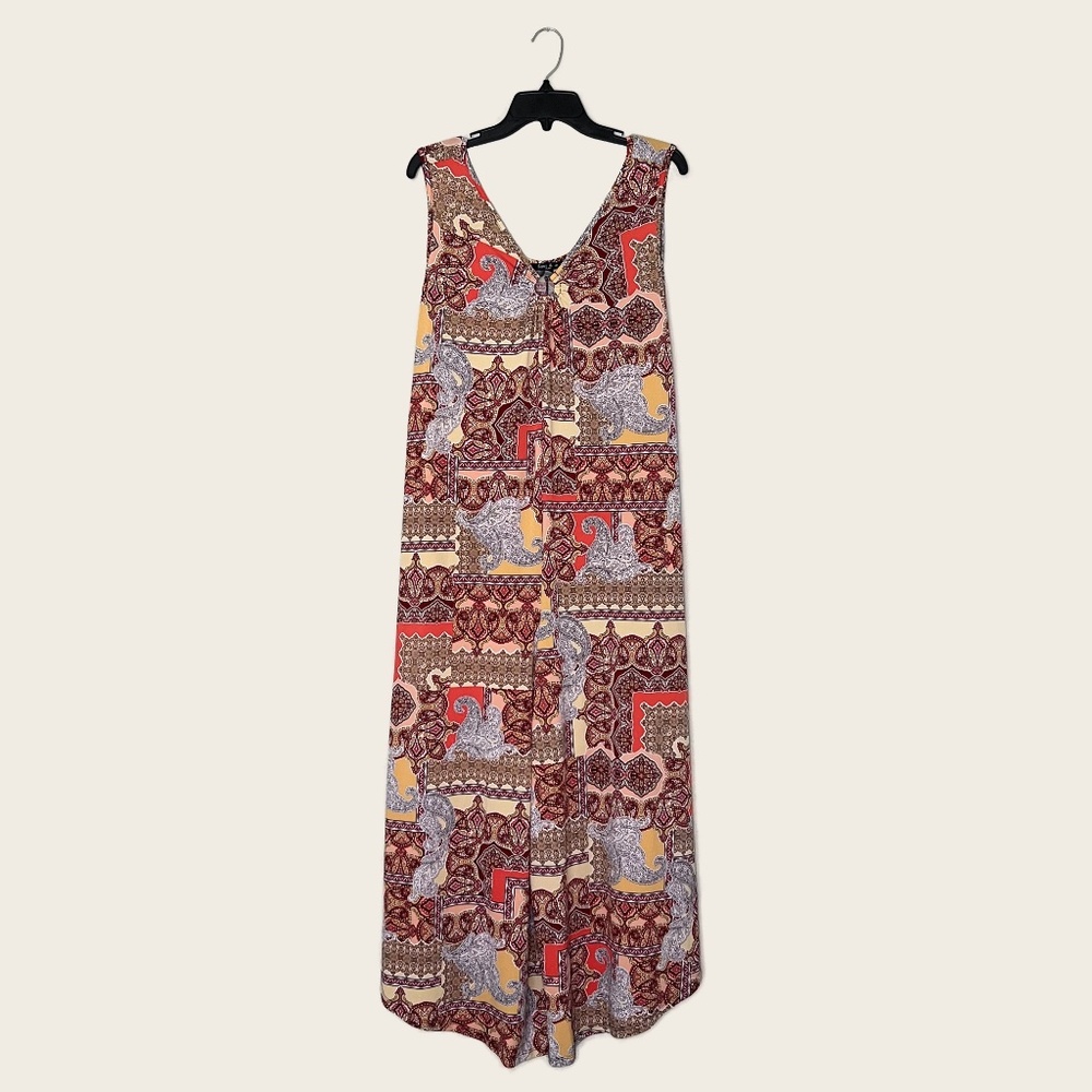 Sami & Jo Plus Mixed Print Sleeveless O-Ring Wide Leg Jumpsuit